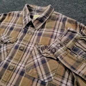 C.E. Schmidt Men Flannel Shirt XL Plaid Button Front Workwear Heavy Grunge